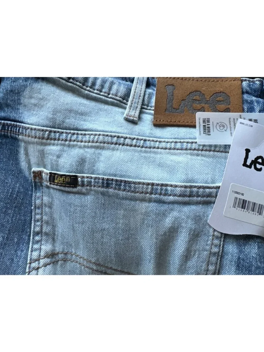 NWT LEE Acid Washed Loose Straight Jeans Fit Tie Dye Blue White Rare 90's 38x32